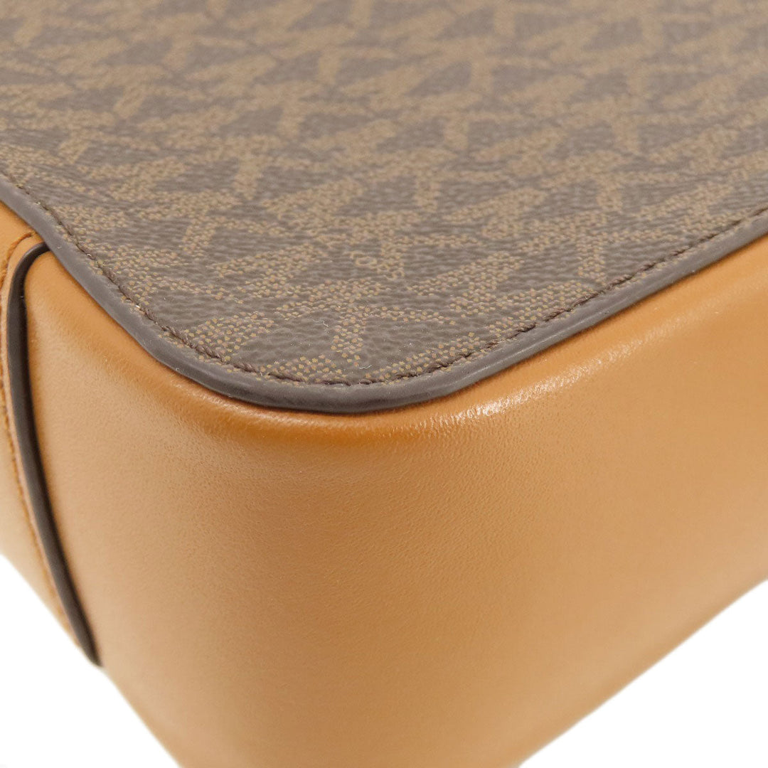 MICHAEL KORS Shoulder Bag Leather, Coated Canvas Brown MK Signature ChainShoulder Women Used Authentic
