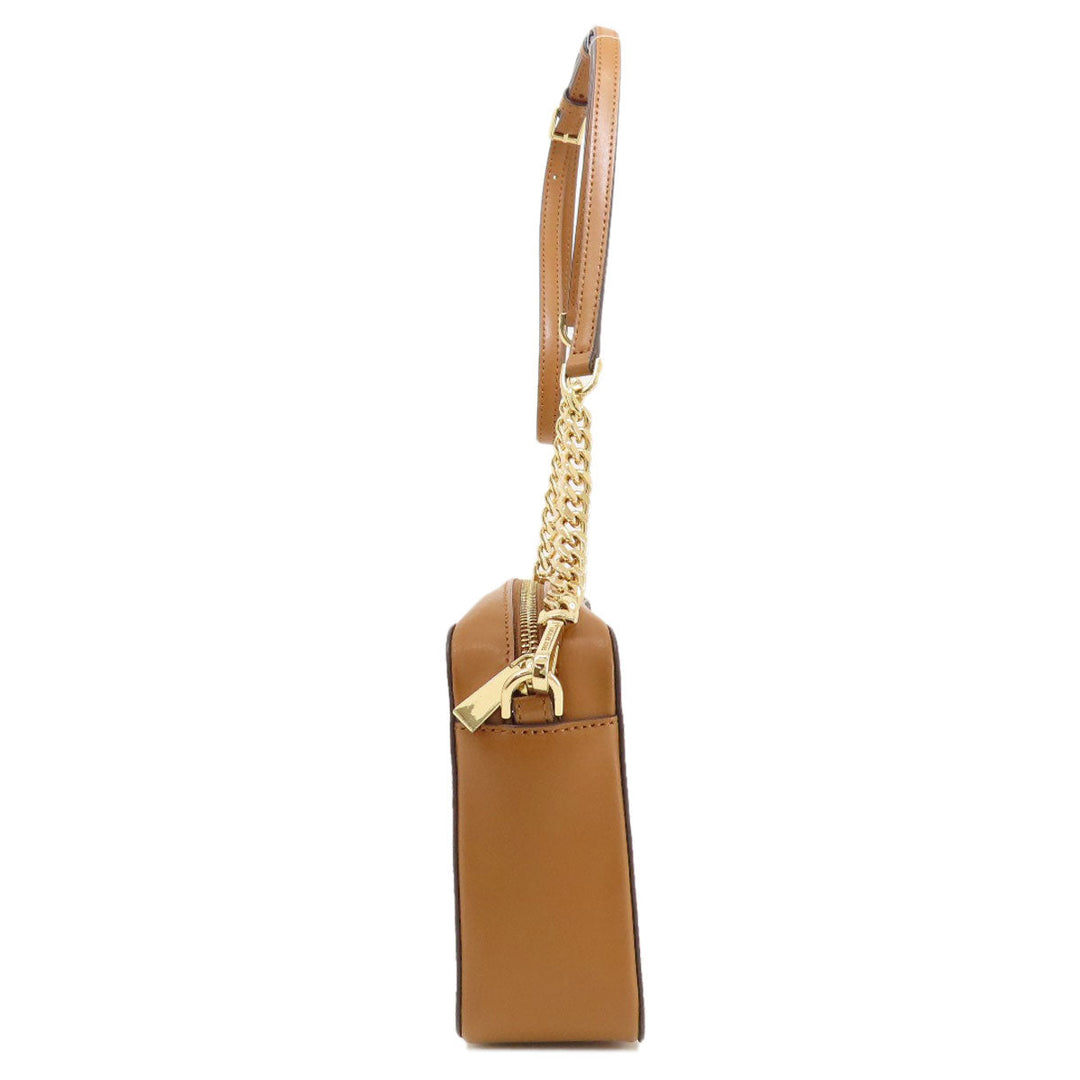 MICHAEL KORS Shoulder Bag Leather, Coated Canvas Brown MK Signature ChainShoulder Women Used Authentic