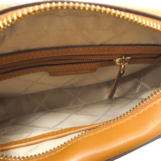 MICHAEL KORS Shoulder Bag Leather, Coated Canvas Brown MK Signature ChainShoulder Women Used Authentic