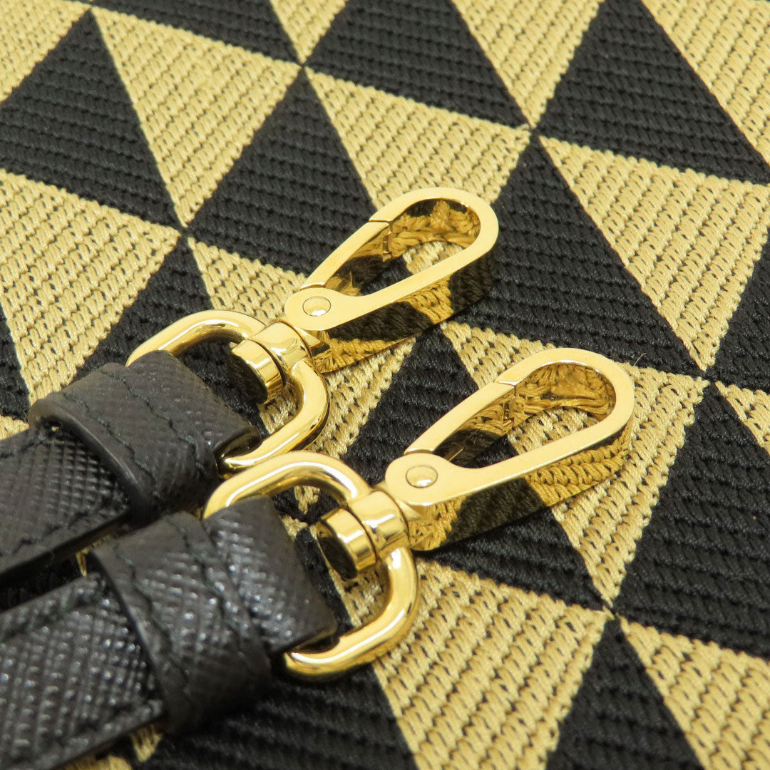 PRADA Handbag 1BA354 canvas black Symbol Embroidery Fabric Small 2WAY Women Used Authentic