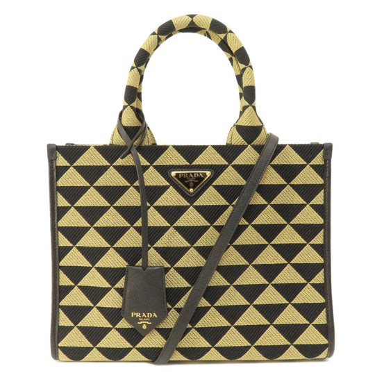 PRADA Handbag 1BA354 canvas black Symbol Embroidery Fabric Small 2WAY Women Used Authentic
