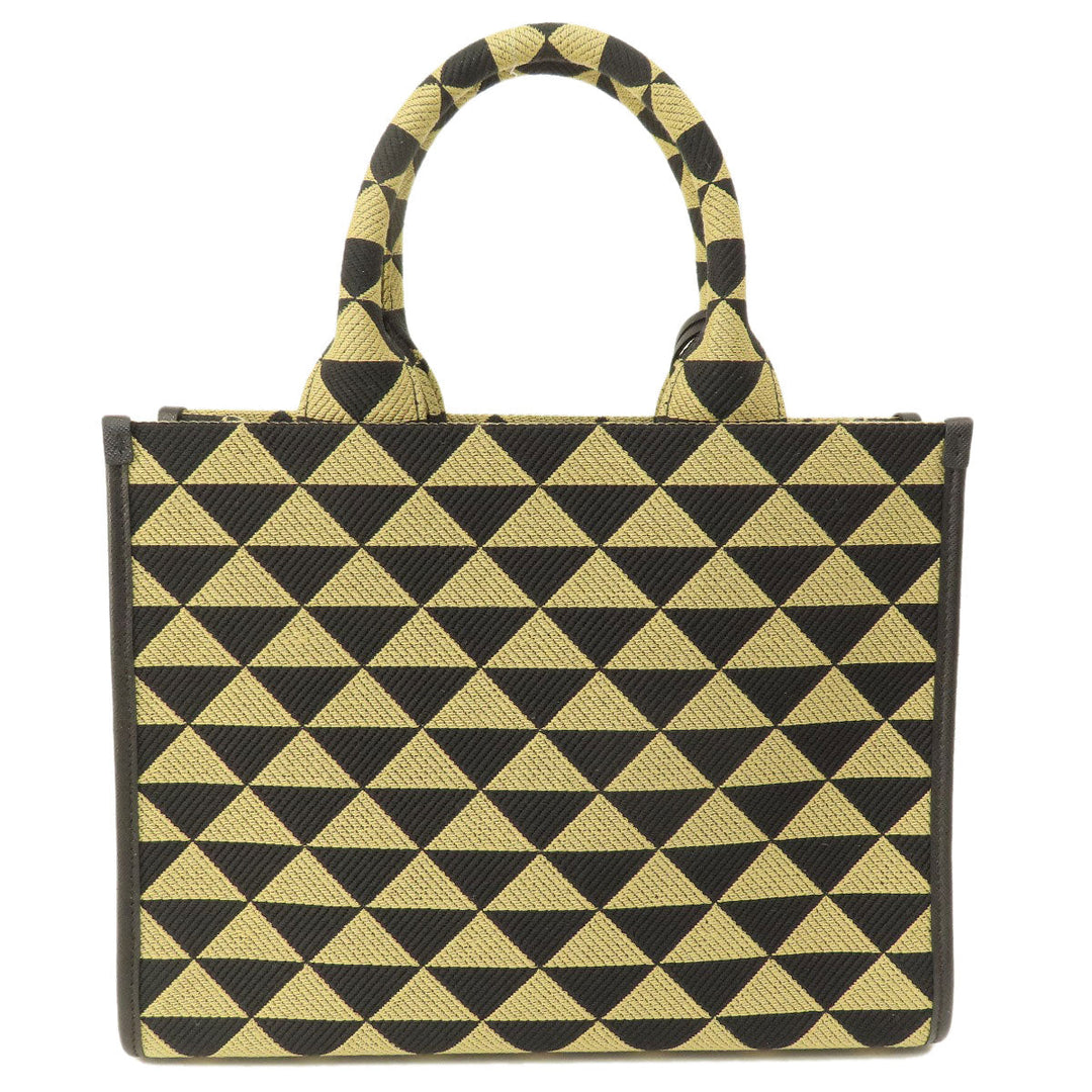 PRADA Handbag 1BA354 canvas black Symbol Embroidery Fabric Small 2WAY Women Used Authentic