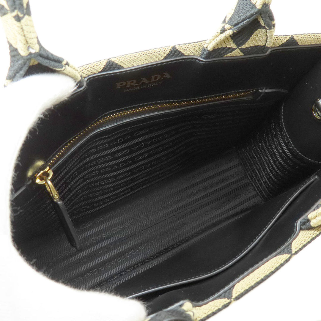 PRADA Handbag 1BA354 canvas black Symbol Embroidery Fabric Small 2WAY Women Used Authentic