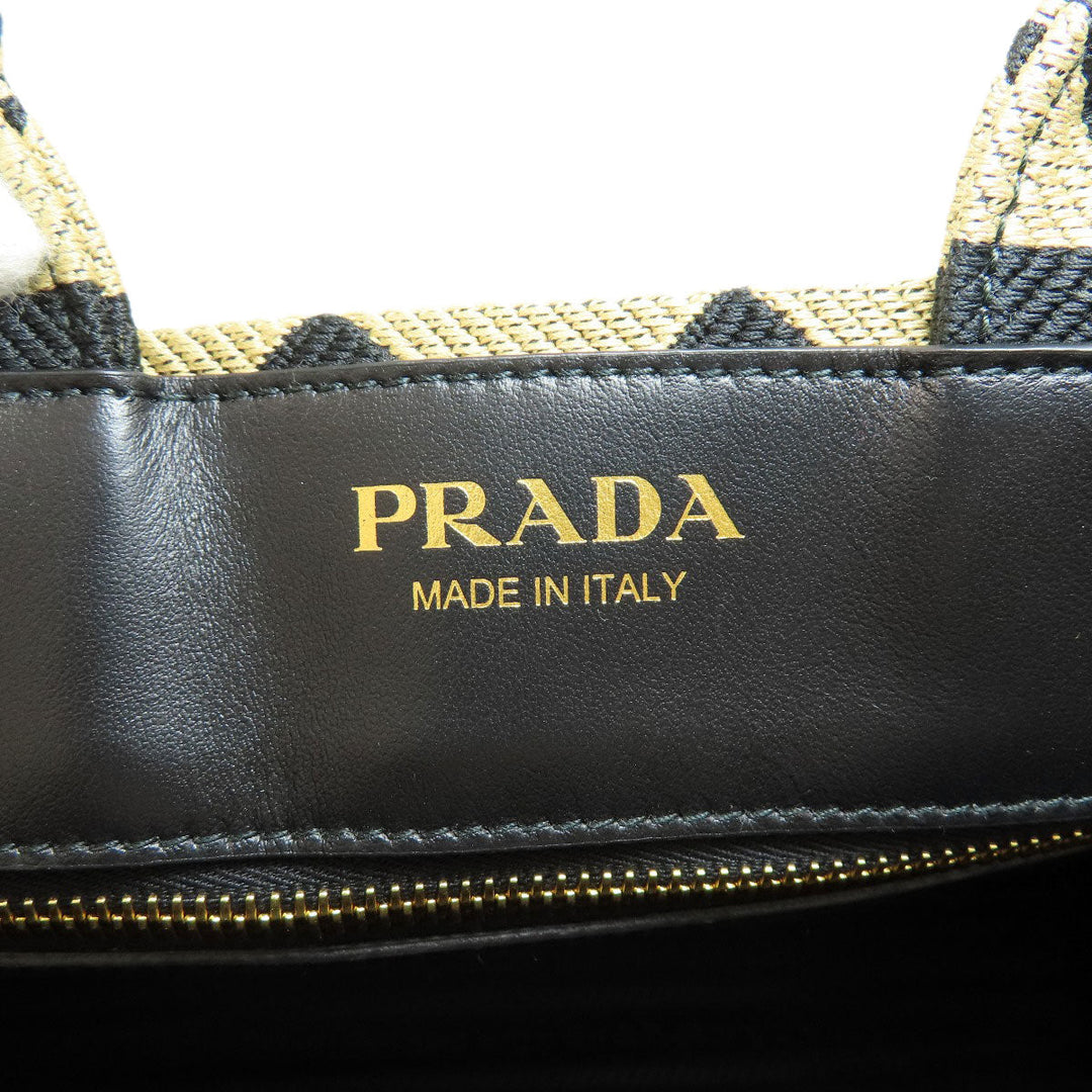 PRADA Handbag 1BA354 canvas black Symbol Embroidery Fabric Small 2WAY Women Used Authentic