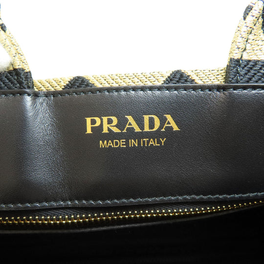 PRADA Handbag 1BA354 canvas black Symbol Embroidery Fabric Small 2WAY Women Used Authentic
