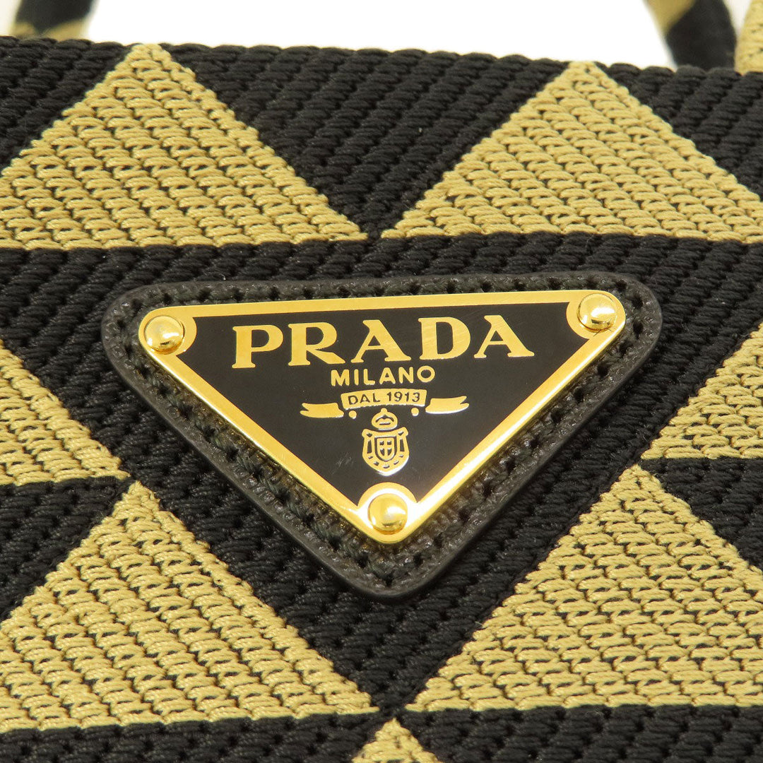 PRADA Handbag 1BA354 canvas black Symbol Embroidery Fabric Small 2WAY Women Used Authentic
