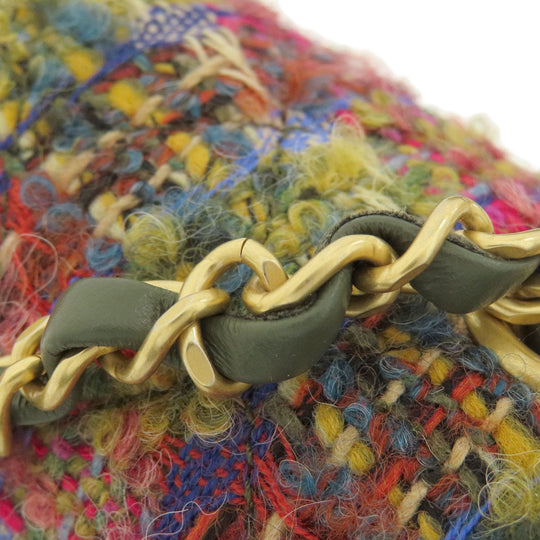 CHANEL Shoulder Bag Tweed multicolor ChainShoulder COCO Mark Gold Metal Women Used Authentic