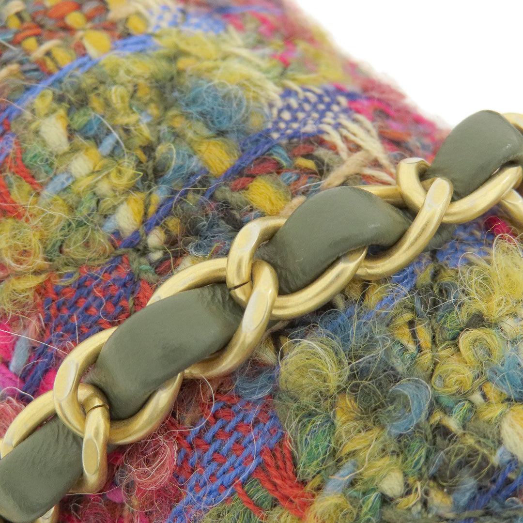 CHANEL Shoulder Bag Tweed multicolor ChainShoulder COCO Mark Gold Metal Women Used Authentic