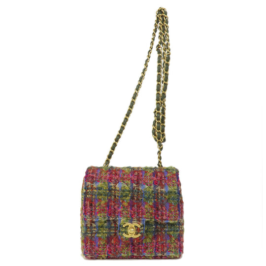 CHANEL Shoulder Bag Tweed multicolor ChainShoulder COCO Mark Gold Metal Women Used Authentic