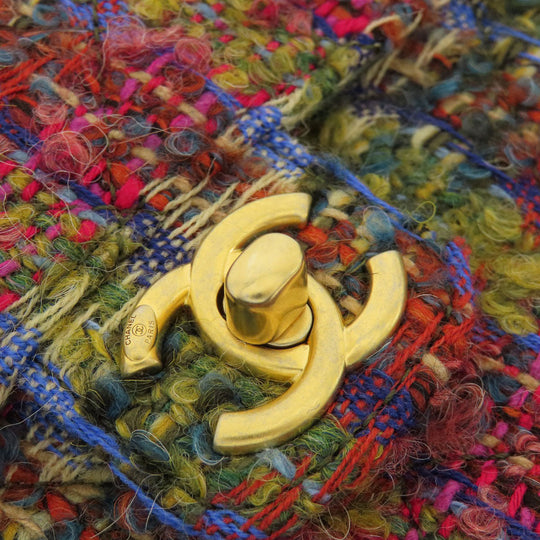 CHANEL Shoulder Bag Tweed multicolor ChainShoulder COCO Mark Gold Metal Women Used Authentic