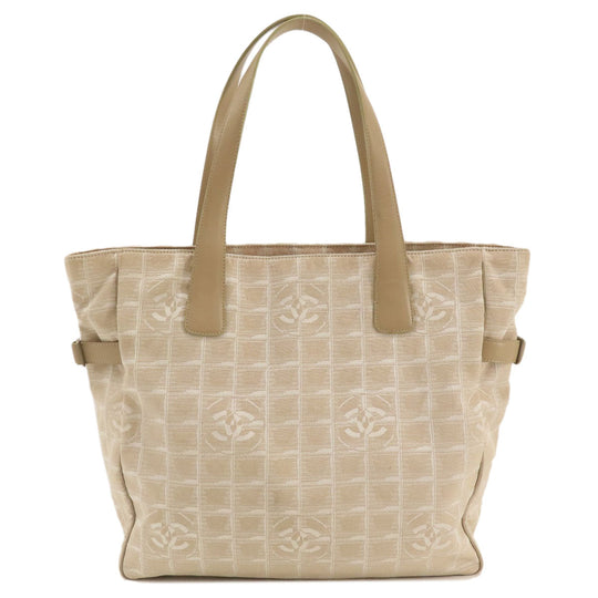 CHANEL Tote Bag Nylon jacquard beige New travel line GM
