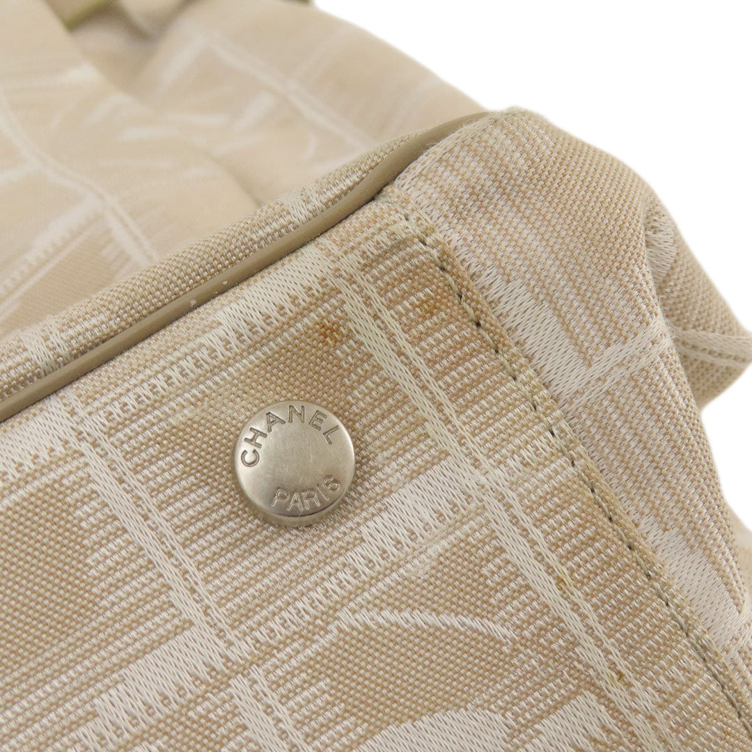 CHANEL Tote Bag Nylon jacquard beige New travel line GM