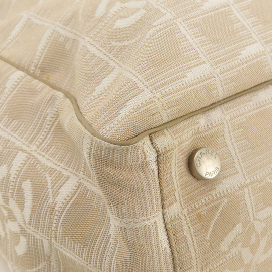 CHANEL Tote Bag Nylon jacquard beige New travel line GM