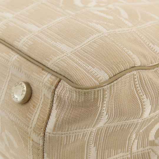CHANEL Tote Bag Nylon jacquard beige New travel line GM