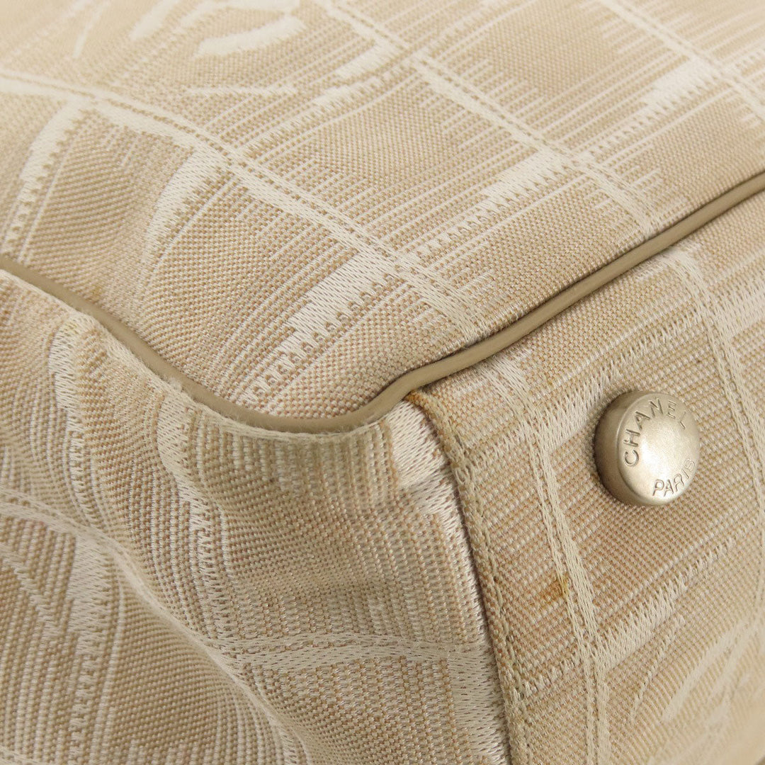 CHANEL Tote Bag Nylon jacquard beige New travel line GM