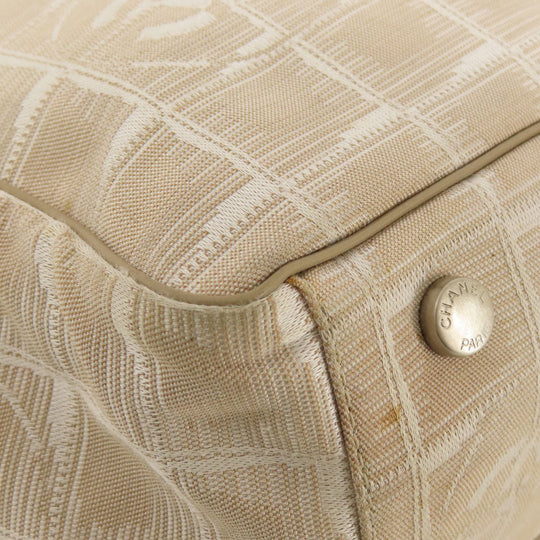 CHANEL Tote Bag Nylon jacquard beige New travel line GM