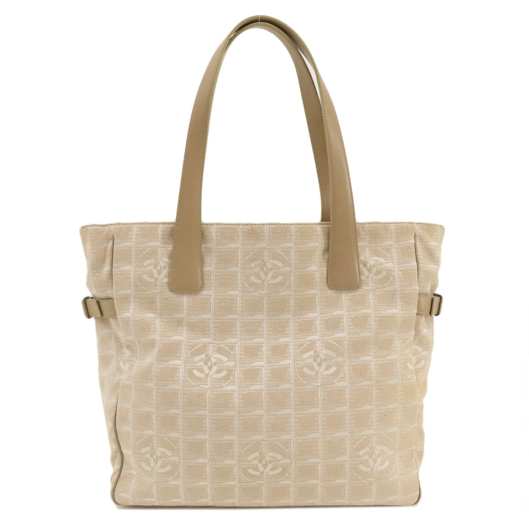 CHANEL Tote Bag Nylon jacquard beige New travel line GM