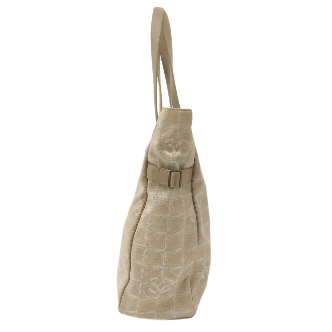 CHANEL Tote Bag Nylon jacquard beige New travel line GM