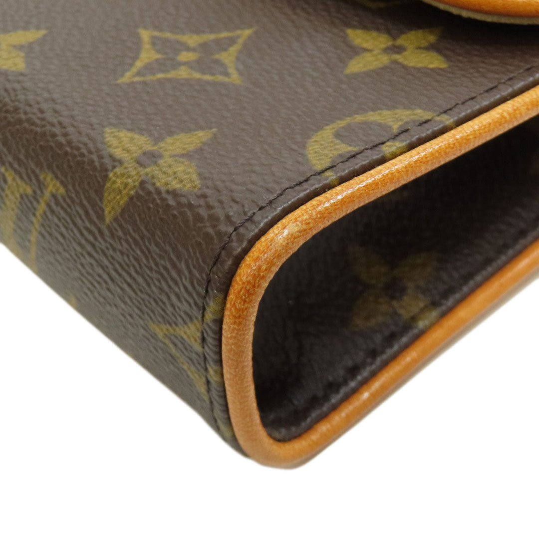 LOUIS VUITTON Hip bag M51855 Monogram canvas Brown Pochette Florentine Women Used Authentic
