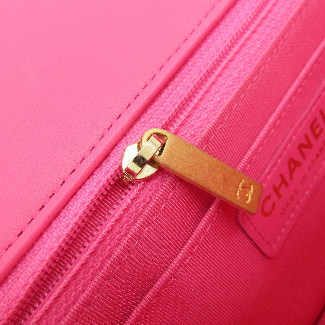 CHANEL Shoulder Bag Tweed pink ChainShoulder COCO Mark Gold Metal Women Used Authentic