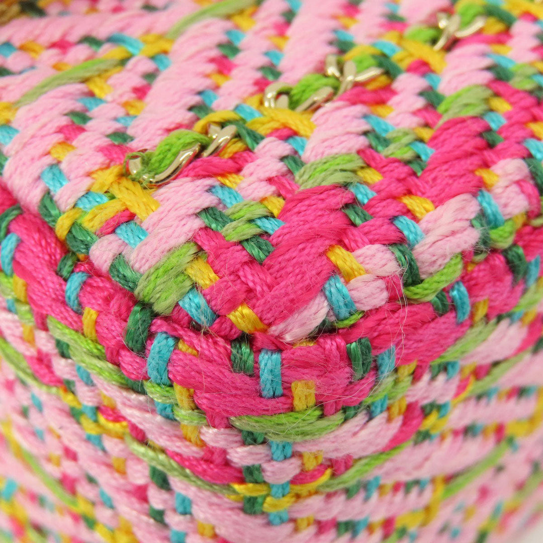 CHANEL Shoulder Bag Tweed pink ChainShoulder COCO Mark Gold Metal Women Used Authentic