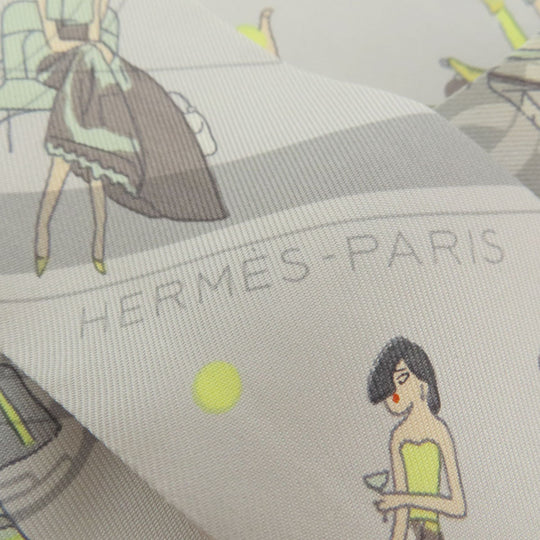 HERMES scarf silk gray Twilly Women Used Authentic