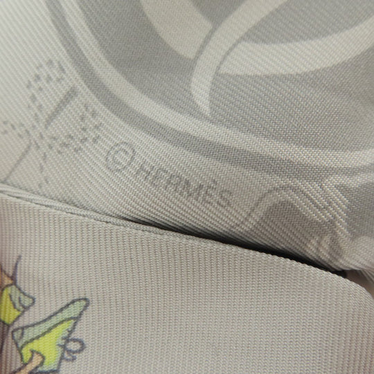 HERMES scarf silk gray Twilly Women Used Authentic