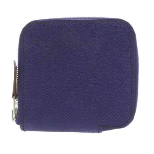 HERMES Coin case Epsom Navy Azap Silkin Mini Compact SilverMetal Women Used Authentic