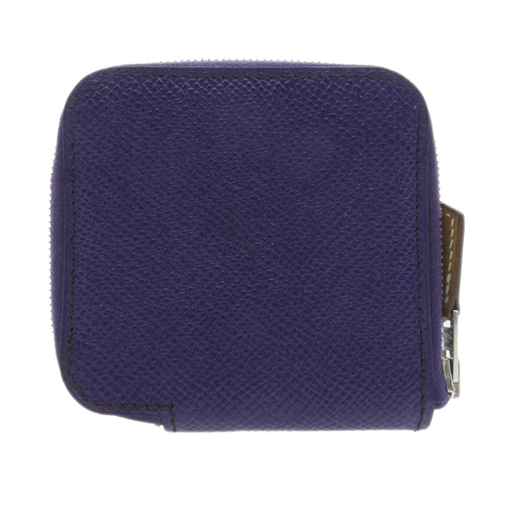 HERMES Coin case Epsom Navy Azap Silkin Mini Compact SilverMetal Women Used Authentic