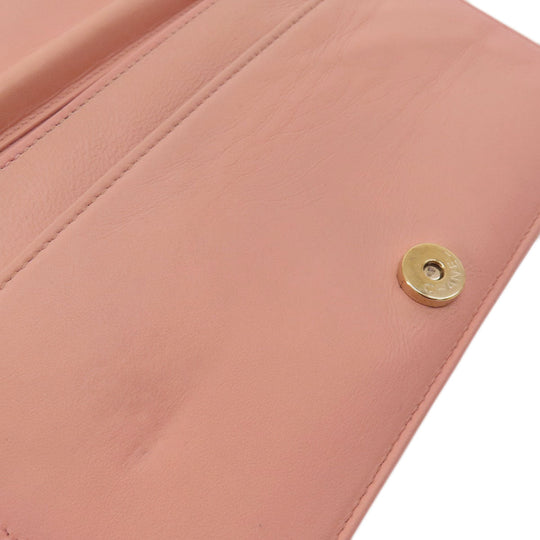 CHANEL Long Wallet Purse Caviar skin pink Boy Chanel SilverMetal Women Used Authentic