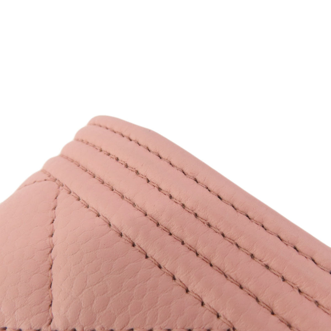 CHANEL Long Wallet Purse Caviar skin pink Boy Chanel SilverMetal Women Used Authentic