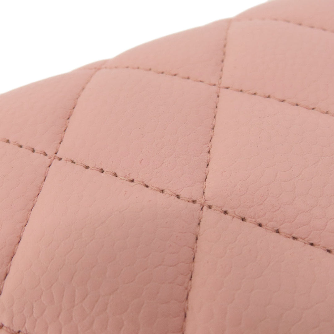 CHANEL Long Wallet Purse Caviar skin pink Boy Chanel SilverMetal Women Used Authentic