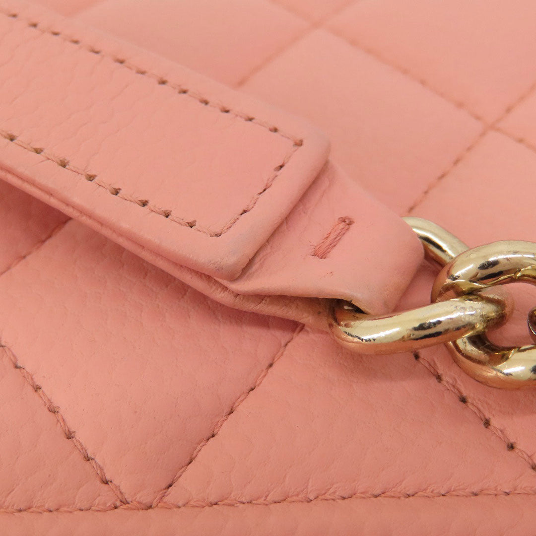 CHANEL Long Wallet Purse Caviar skin pink Boy Chanel SilverMetal Women Used Authentic