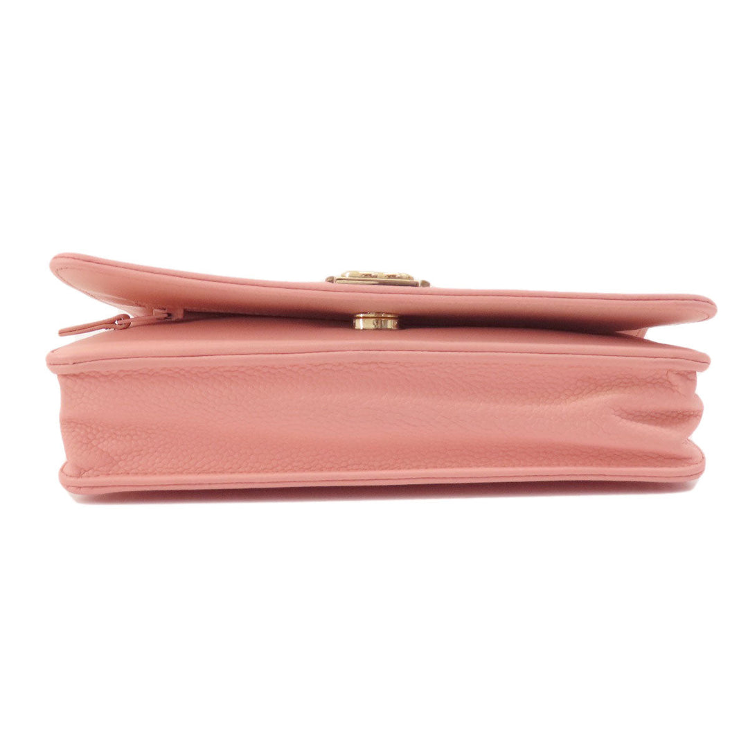 CHANEL Long Wallet Purse Caviar skin pink Boy Chanel SilverMetal Women Used Authentic
