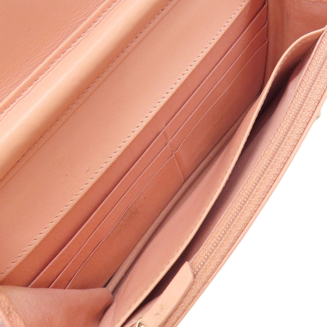 CHANEL Long Wallet Purse Caviar skin pink Boy Chanel SilverMetal Women Used Authentic