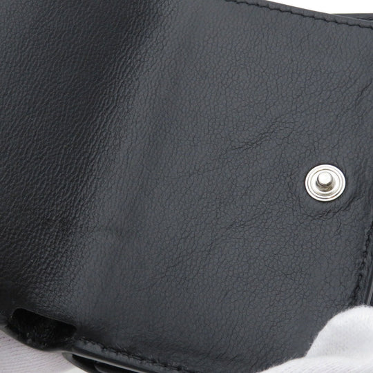 BALENCIAGA Bifold Wallet 594312 Calfskin black Logo motif mini wallet tri-fold Women Used Authentic