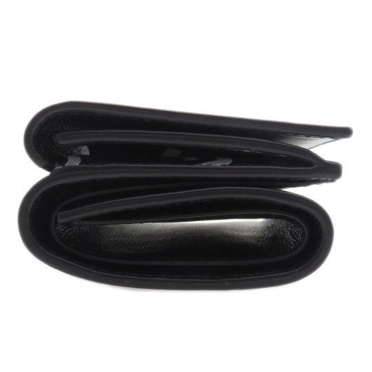 BALENCIAGA Bifold Wallet 594312 Calfskin black Logo motif mini wallet tri-fold Women Used Authentic