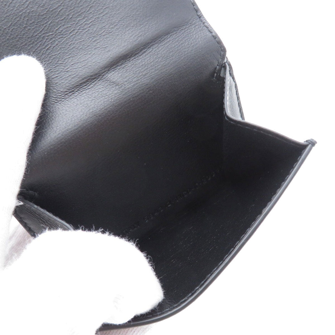 BALENCIAGA Bifold Wallet 594312 Calfskin black Logo motif mini wallet tri-fold Women Used Authentic