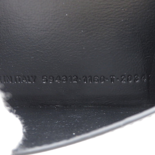 BALENCIAGA Bifold Wallet 594312 Calfskin black Logo motif mini wallet tri-fold Women Used Authentic