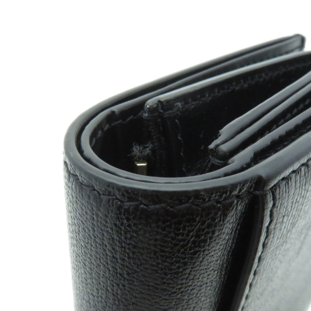 BVLGARI Bifold Wallet Calfskin black logo B.zero1 motif tri-fold Women Used Authentic
