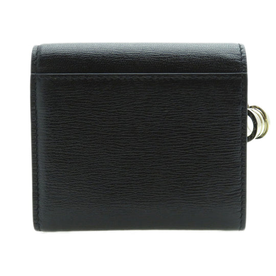 BVLGARI Bifold Wallet Calfskin black logo B.zero1 motif tri-fold Women Used Authentic
