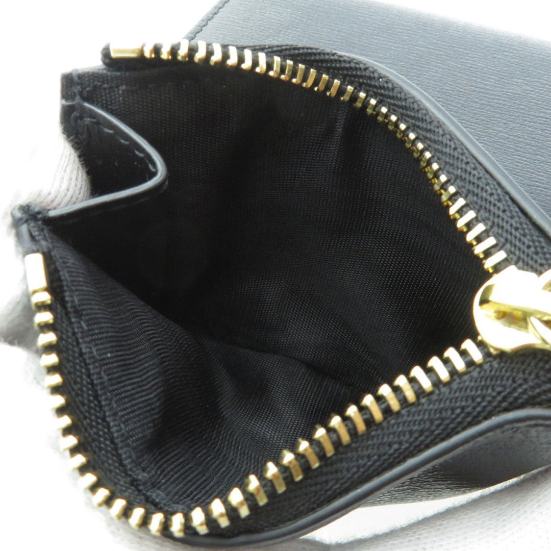 BVLGARI Bifold Wallet Calfskin black logo B.zero1 motif tri-fold Women Used Authentic
