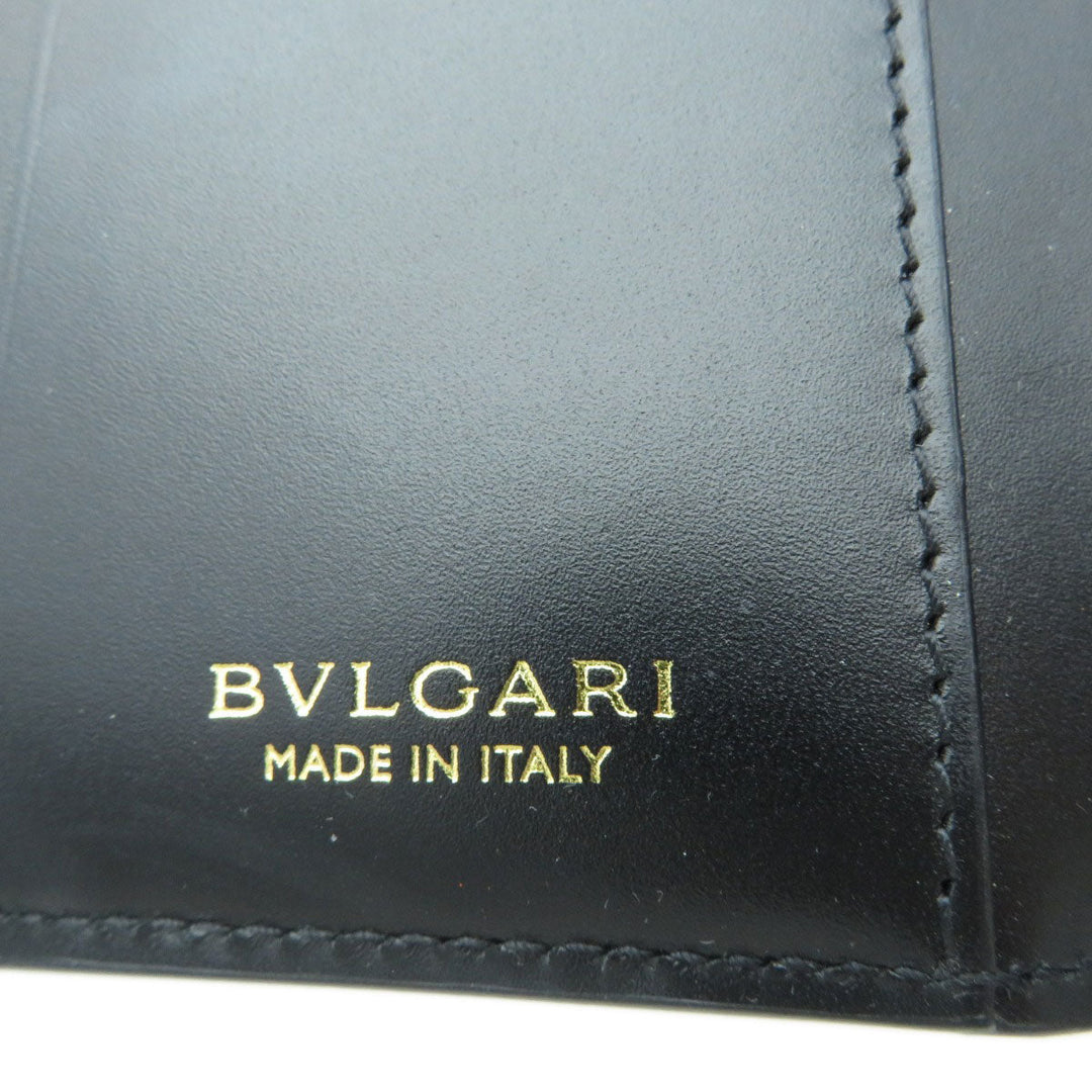 BVLGARI Bifold Wallet Calfskin black logo B.zero1 motif tri-fold Women Used Authentic