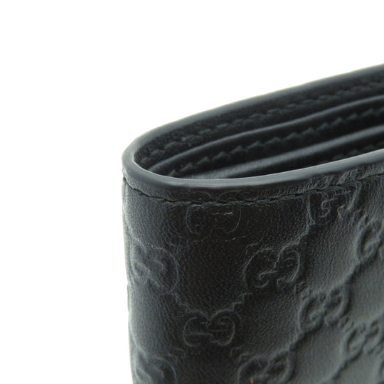 GUCCI Bifold Wallet 150413 Calfskin black GG Signature Microsima Outlet Women Used Authentic