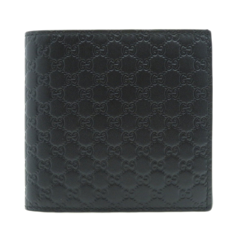 GUCCI Bifold Wallet 150413 Calfskin black GG Signature Microsima Outlet Women Used Authentic