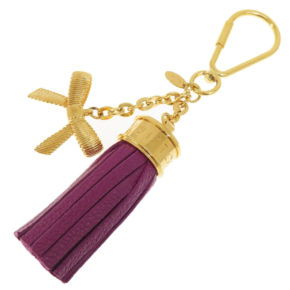 LOUIS VUITTON key ring M65124 metallic purple Tassel ribbon Women Used Authentic
