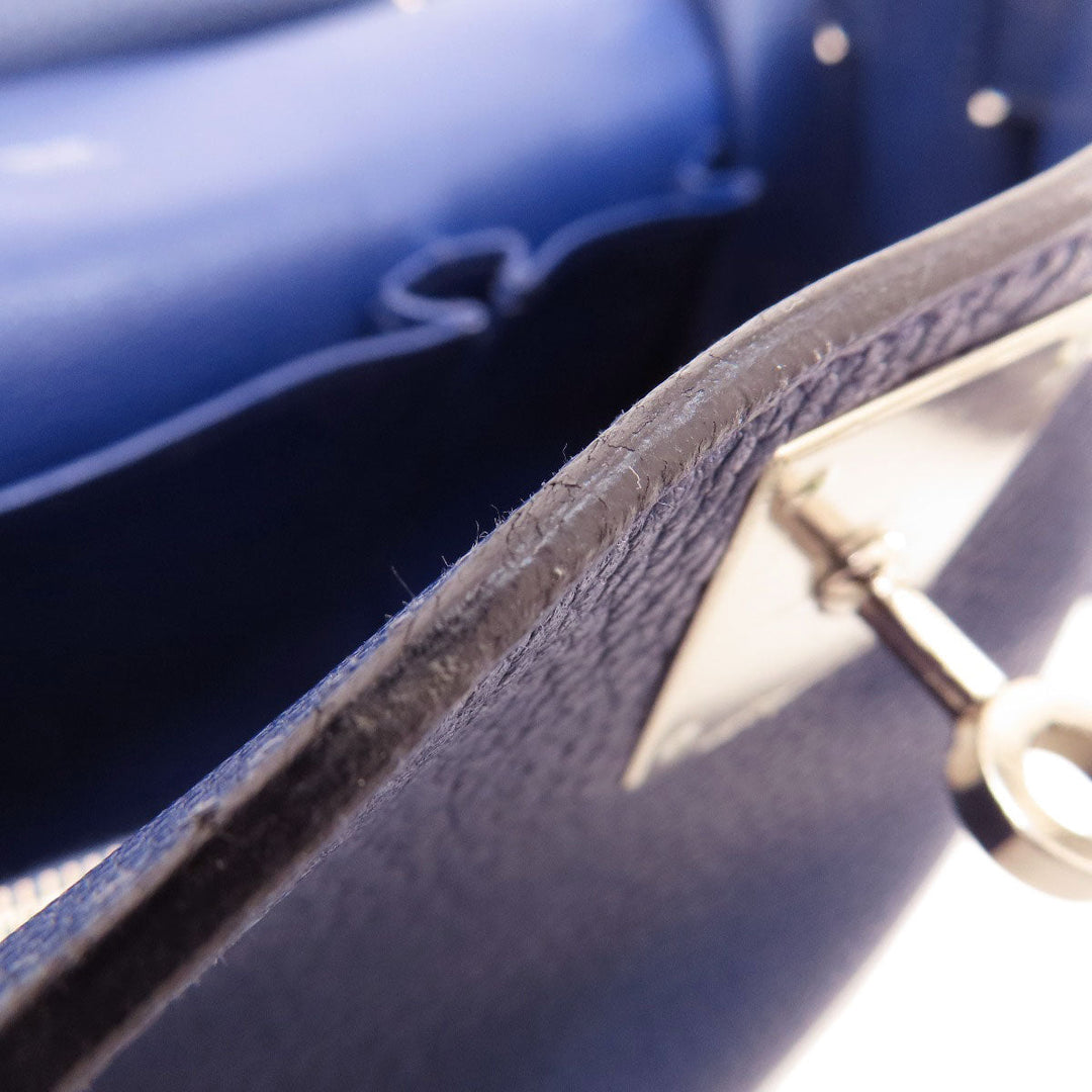 HERMES Shoulder Bag Taurillon Clemence blue Gypsiere 28 Blue Nuit SilverMetal Women Used Authentic