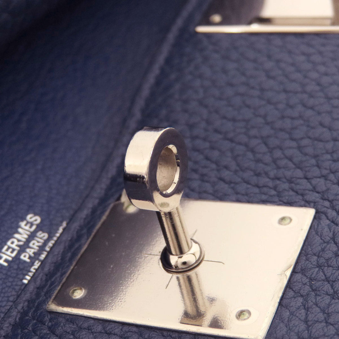 HERMES Shoulder Bag Taurillon Clemence blue Gypsiere 28 Blue Nuit SilverMetal Women Used Authentic