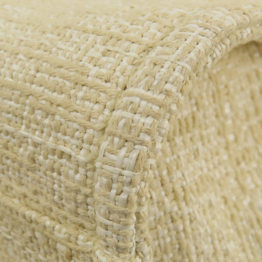 CHANEL Tote Bag Tweed white Deauville MM Gold Metal Women Used Authentic