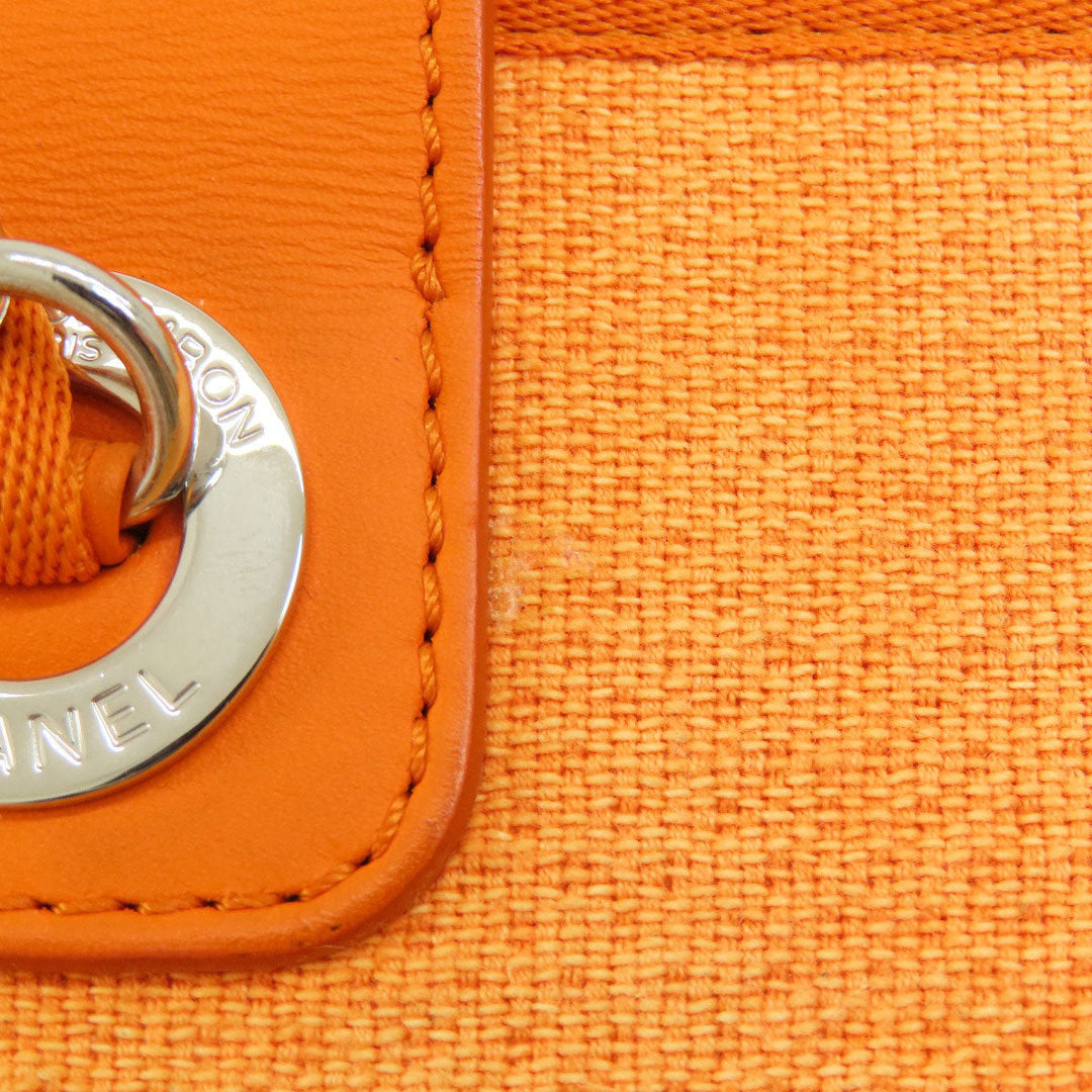 CHANEL Shoulder Bag canvas Orange Deauville Bowling Bag SilverMetal 2WAY Women Used Authentic
